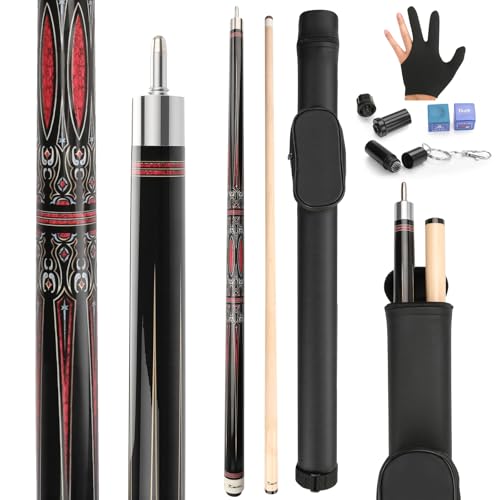 KMISE Pool Cues Professional Billiard Cue Stick with Hard Case 58 Maple Pool Cue Stick Kit Pool Sticks for Adults - Perfect for Home Game Rooms Bars & Billiard Halls (19oz Black)