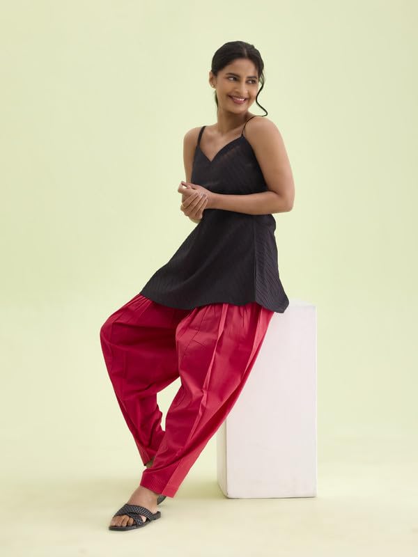 Image of GO COLORS Soft Cotton Salwar for Women | Relaxed Fit, Mid Rise, Ankle Length, Drawstrings