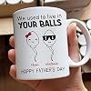 GOSSBY Personalized Custom Mug (2 Kids) We Used To Live In Your Balls. Happy Father's Day Funny Fathers Day Mug For Dad Father From Daughter Son Custom Multi Kids Name Teacup Naughty Swimming Sperm Wh