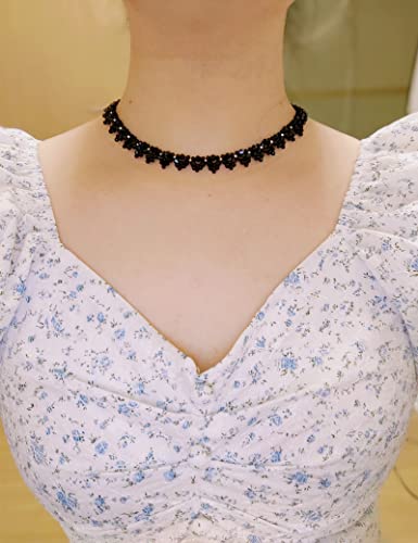 Obsa Smart Women's Fashion Black Choker Necklaces Crystal Necklaces Beaded Necklace Handmade Strawberry Cute Necklaces(Strawberry) #TOP3