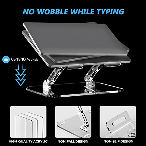 Lpoake Adjustable Laptop Stand, Portable Ergonomic Computer Stand For Laptop, Foldable Laptop Riser For Desk, Compatible With 10 To 15.6 Inches Notebook Computer Laptops (Transparent) #TOP6