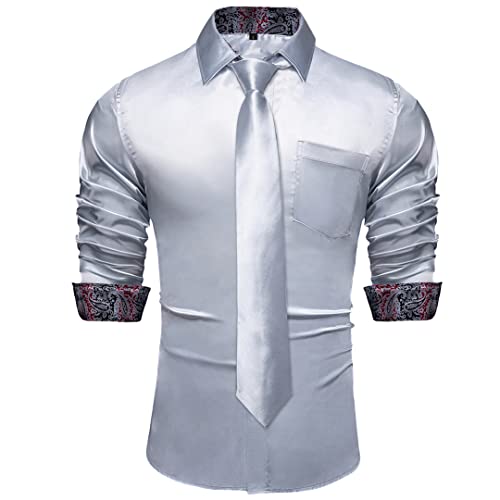 Chemise à manches longues en soie à carreaux homme satin extensible Cy2208-n8007 M