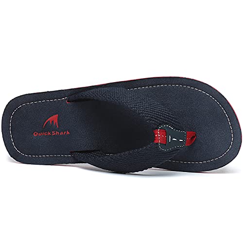 Image of Quickshark Mens Flip Flops Leather Thong Sandals Arch Support Beach Slippers