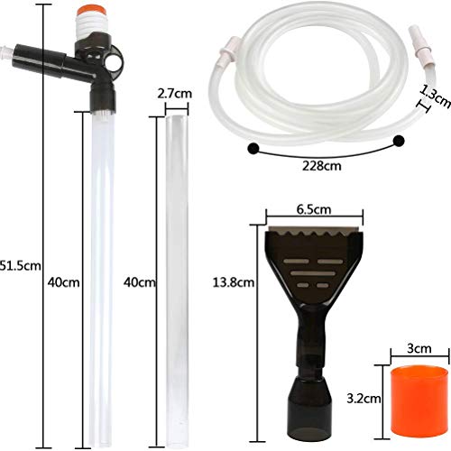 DODUOS Kit Pulizia per Acquari Aspirapolvere per Acquario Pompa a Sifone per Acquarioper Filtri Acqua a Sifone Acquario con Tubo Extralungo 2,28m+Raschietto Vetro per Pulizia Acquario Acqua e Ghiaia - Image 4