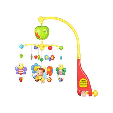 Meero London 6918 Baby Mobile and Stroller Activity Toy with Music, Adjustable Arm to Fit All Cots, 20 Gentle Songs with 3 Music Modes, Suitable from Birth Cover