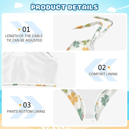 Colorful Shamrock Girls Two Piece Kids Bikini Set Beach Swimsuits Swimming Suits Adjustable Shoulder Strap4