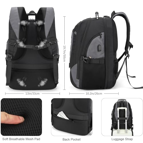 Tzowla Travel Laptop Backpack for Men&Women,17.3" Computer Water Resistant Anti Theft TSA Friendly Backpacks with Lock and USB Charging Port,College Business Work Hiking Bookbag Daypack,Dark Grey4