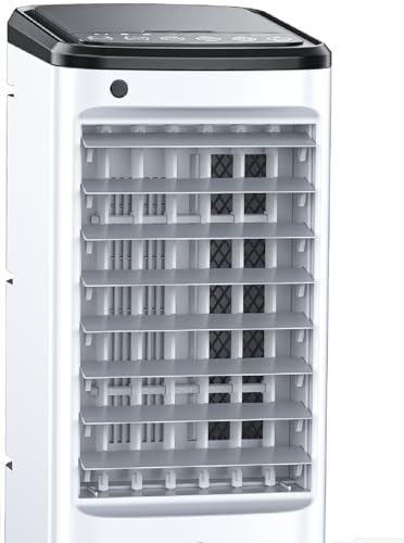 CENSTECH Windowless Air Conditioner with 5 Ice Packs, 3 Modes & 3 Speeds Swamp Cooler Air Conditioner, 12H Timer, 4L Tank for 24H Cooling, Remote, Dual Tank Portable Air Conditioners No Windows Needed