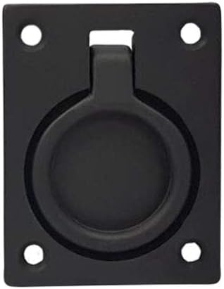 QCAA Flush Ring Pull, 2-1/2"x1-7/8, Matte Black, Made in Taiwan, 4 Pack
