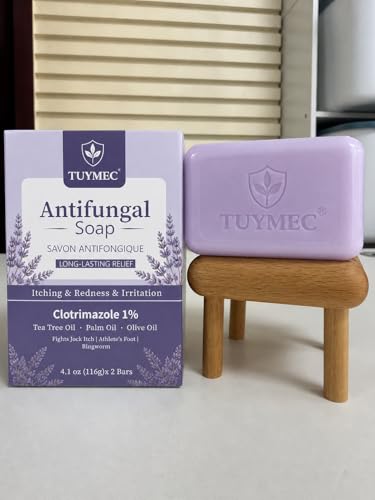Tuymec Anti Fungal Soap Bar – Clotrimazole 1% Medicated Soap for Athlete’s Foot, Ringworm & Jock Itch – Tea Tree Oil Skin Cleanser (2 Bars with 1case)