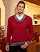COOFANDY Mens Fashion Slim Fit Pullover Sweater Casual Knitted V Neck Long Sleeve Sweater Red