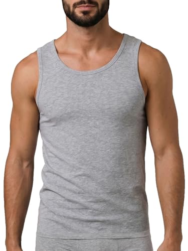 free spirit Camiseta sin mangas de algodón básico de alta calidad para hombre. Fabricado en Italia., Grigio, Medium