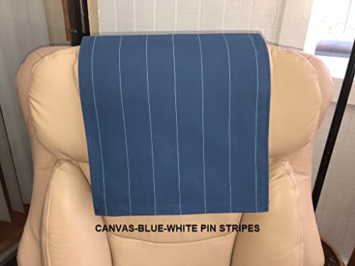 Headrest Cover For Furniture Chair, Sofa Office Chair Blue-White Pin Stripe Size 14"X30" Upholstery Fabric Pad For Rv Furniture Cottages Yacht #TOP3