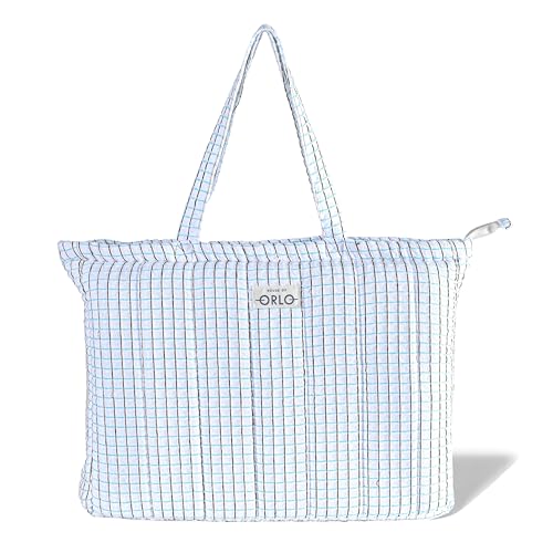 Image of Premium Cotton Waffle Quilted Tote Bag, Large Spacious Handbag for College, Office, Work, Travel, Shopping & Daily Use
