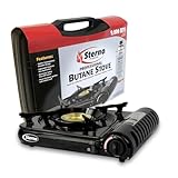 Sterno Portable Butane Stove - Single Burner Stove for Catering or Outdoor Cooking, Black with Travel Case - 9000 BTU
