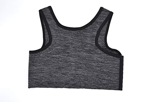 BaronHong Tomboy Trans Lesbian Cotton Chest Binder Plus Size Short Tank Top with Stronger Elastic Band(Darkgray,M)
