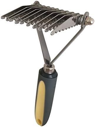 Pixikko 10-Blade De-Matting Tool Comb/Rake for Medium/Long Hair Dogs & Cats