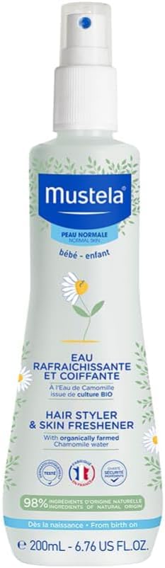 Mustela Baby Hair Styler & Skin Freshener - With Natural Avocado & Chamomile Water - Vegan & Hypoallergenic - 200ml