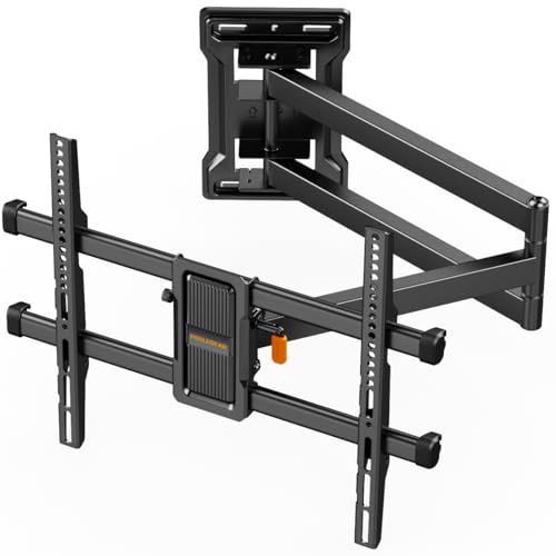 Perlegear Support Mural TV à Bras Long, Support TV à Mouvement Complet pour Téléviseurs de 32-65″, Capacité de Charge de 60 kg, Support TV d'angle avec Pivotement de ±90°, VESA Max 400x400mm, PGMF24B