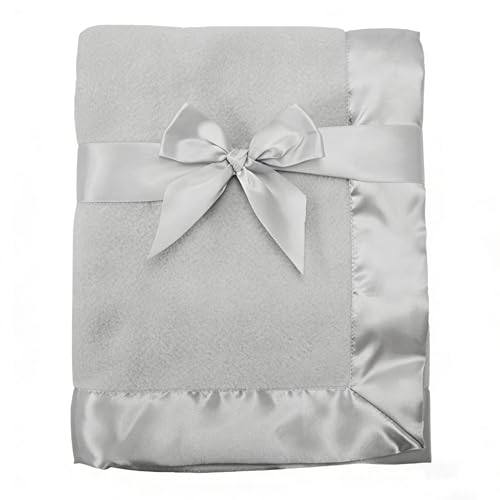 Image of American Baby Company Fleece Blanket (30 inch x 40 inch) with Silk-Like Satin Trim, Soft, Warm & Cozy, Gray, for Boys and Girls, Perfect for Baby Carrier, Stroller, Travel and Gifting