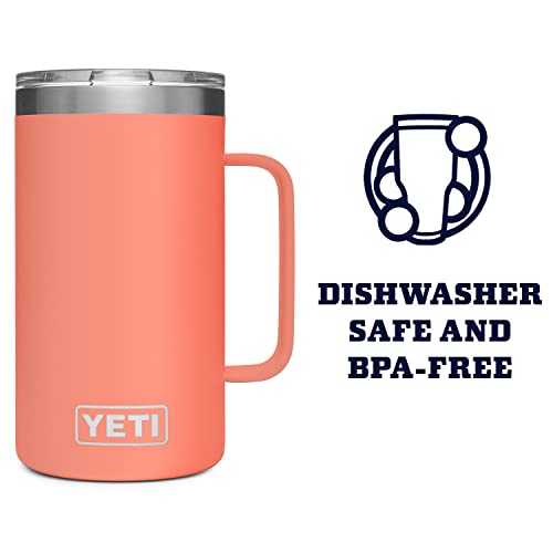 Image of YETI Rambler 24 oz Mug, Vacuum Insulated, Stainless Steel with MagSlider Lid, Coral