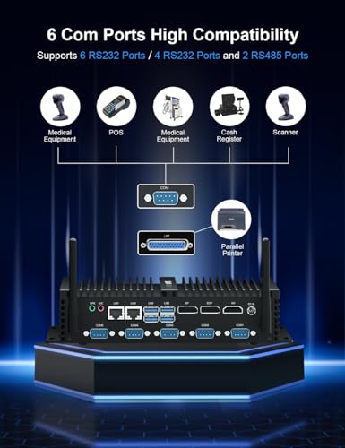 Image of HYSTOU Fanless Mini PC Windows 11 Pro I7 8550U (Up to 4GHz) 16GB RAM DDR4 512GB SSD Desktop, 4K Triple Display, Linux Dual Nic, Vesa Mount, Wake on LAN, 6RS232 Com, LPT