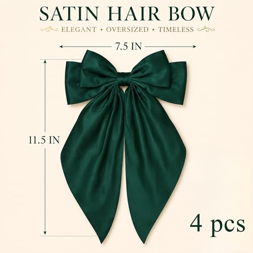 4 Pinzas Grandes para Cabello con Lazo Verde y Morado miniatura 2