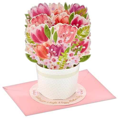 Hallmark Pop Up Mother's Day Card (Tulip Bouquet) Paper Wonder 3D Card for Mom