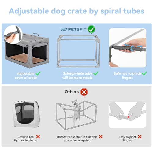 Petsfit Hundebox für Zuhause, Hundebox faltbar für kleine Hunde, Hundetransportbox Auto Verstellbares Design Hundeschlafbox, Zimmerkennel Hund mit Reißfeste Netzfenster & plüsche Betteinlage