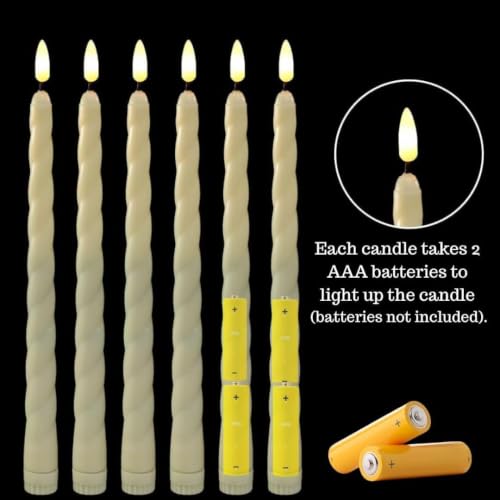 Image of SATYAM KRAFT 24 Pcs LED Flameless Taper Candles | Romantic Love Gift for Him /Her | Candle Light for Couple Decor, Home Decor, Candlelight Dinner, Bedroom, Janmashtami, Ganesh Chaturthi