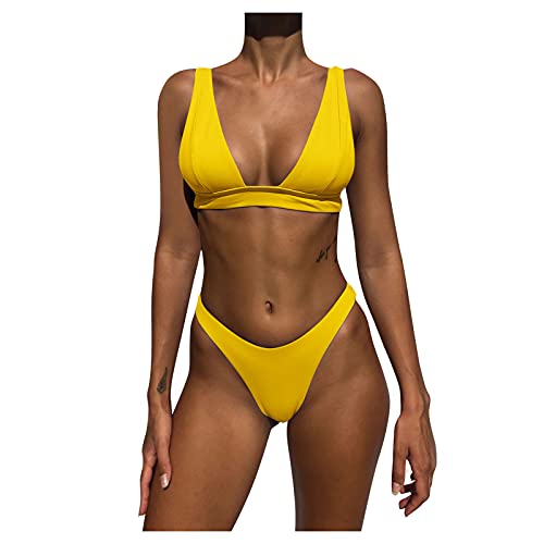 Smooto Athletic Swimsuits for Girls Swimsuits Onepieceswimsuitsforwomen Bathing Swimsuits for Women One Piece Ytuieky 2021 Bikinis for Women (Yellow 2,M)