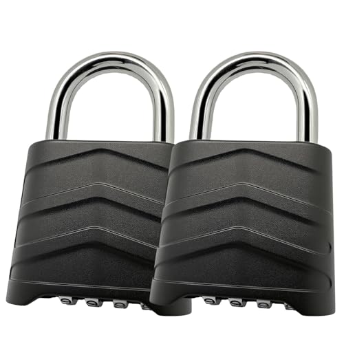 SEPOX 2PCS Large Combination Padlock, Outdoor Combo Lock 2.2' 55mm Heavy Duty Weatherproof, Ressetable 4 Digital, Security Aluminum Body, Uncuttable Shackle, for Warehouse, Home, School, Gate, Garden