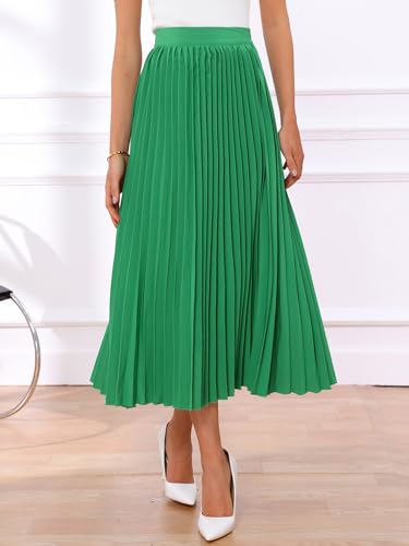 Allegra K Women's Elastic High Waisted Work Casual Flowy Long Pleated Maxi Skirts3