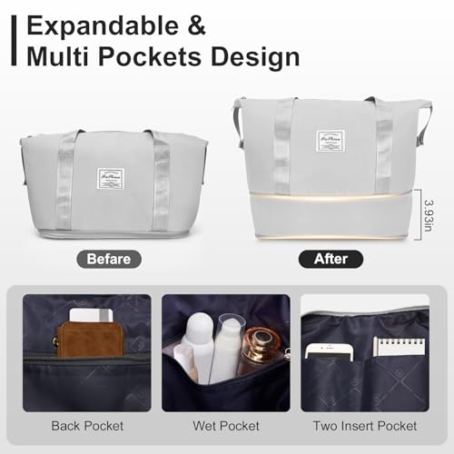 Karl home Luggage Sets 5 Piece, PP Hardshell Suitcase Sets with Bags, Carry on Checked Luggage with Spinner Wheels TSA Lock, Lightweight Rolling Suitcase for Women Men (5pcs, Light Gray)4