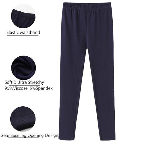 Stretchy Footless Girls' Leggings: Easy Pull-On Warm Tights 4-12 Year Olds Comfortable Heel-Free All-Day3