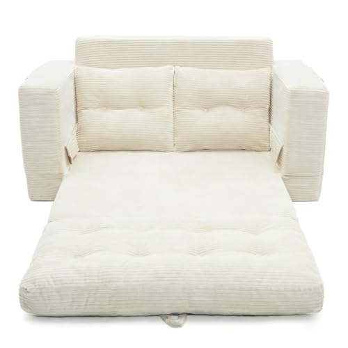 Sweiko Canapé Convertible 2 Places en Velours côtelé avec Poches Latérales – vue 7