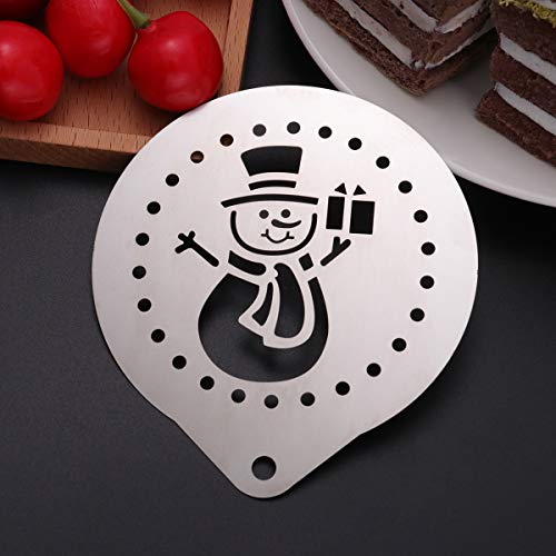 Nuevo Plantilla de café de Navidad de acero inoxidable Plantilla de decoración de pasteles Barista Muñeco de nieve hueco… - Imagen 6