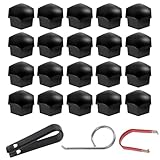 Oiieco 20 Stück Radmutterkappen 21mm 17mm Schwarz, Universal Radschraubenkappen Set aus Kunststoff, Abdeckkappen für Radschrauben & Radbolzen (21MM)