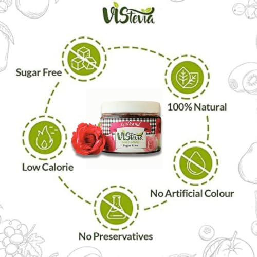 Image of Vistevia Sugar Free Gulkand (Rose Petal Preserve), Stevia-Sweetened Flavor of Damascus Roses, Diabetic and Keto Friendly- Pack 0f 1 (380G)