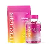 Pink Stork Postpartum Weight Loss Bundle: Slim Tea + Weight Loss Gummies for Postpartum Women,...