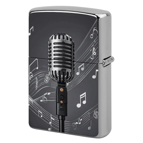 Funda para encendedor con diseño de micrófono y notas musicales miniatura 1