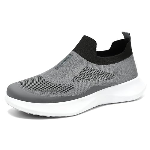 Zapatillas de deporte para hombre, ligeras, deportivas, atléticas, para gimnasio, fitness, entrenamiento, malla transpirable, para exteriores, antideslizantes, para correr, gris, 41 1/3 EU