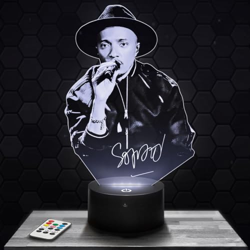 Lampephoto.fr - Lámpara 3D Sopra no Luz Nocturna Táctil Rapero Led Ilusión 3D, Idea de Regalo para Niños y Niñas, Navidad, Lámpara de Mesilla de Noche para Niños o Adultos, Merchandising, Regalo TOP
