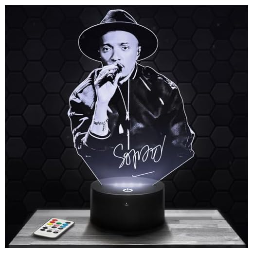 Lampephoto.fr - Lámpara 3D Sopra no Luz Nocturna Táctil Rapero Led Ilusión 3D, Idea de Regalo para Niños y Niñas, Navidad, Lámpara de Mesilla de Noche para Niños o Adultos, Merchandising, Regalo TOP