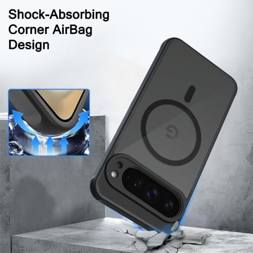 Image of TheGiftKart Hybrid Matte Frosted Translucent Back Cover Case for Google Pixel 9 Pro XL Compatible with MagSafe | Shockproof Design | Camera Protection Module | Hard Case Cover (PC & TPU, Frost Black)