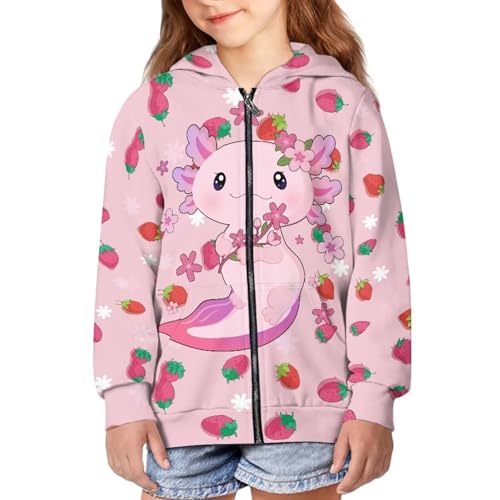 Suobstales Full-Zip Hoodie for Kids Girls Hooded Sweatshirt Long Sleeve Jacket Fall Outwear Coat With Pockets