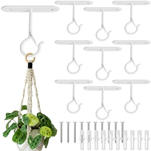 Ganchos de luz para exteriores, organizador de metal resistente de 10 piezas, ganchos para luces de cadena al aire libre, para garaje, patio, jardín, porche, pared, techo, Navidad