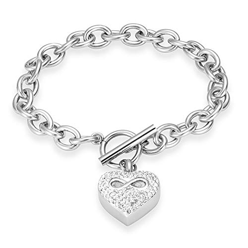Infinity Heart Cremation Bracelet for Ashes - Stainless Steel Urn Bangles for Pet/Human Ashes - Memorial Keepsake Ash Jewelry (Silver)