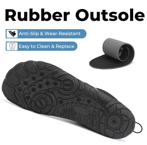Mishansha Badeschuhe Herren Damen Wasserschuhe rutschfeste Schwimmschuhe Schnelltrocknende Aquaschuhe Strandschuhe Neoprenschuhe für Meer Steinstrand Dunkelschwarz,Gr.41