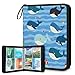 Kuquteed Ocean Whale Trading Card Binder 4 Pocket 400 Cards Holder Collector Album with 50 Removable Sleeves Toys Gifts for Boys Girls Fish Blue Striped Sports Game Cards
